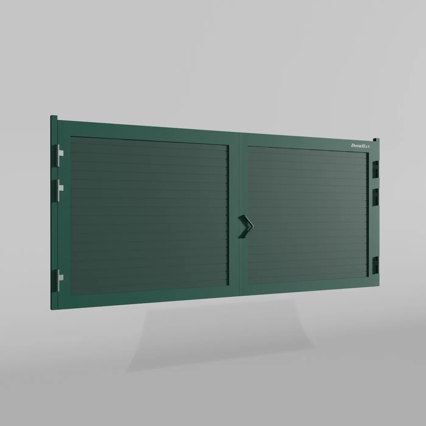 Распашные ворота DoorHan 2200х1800 цвета RAL 6005 (зелёный) с дизайном «доска» без автоматики