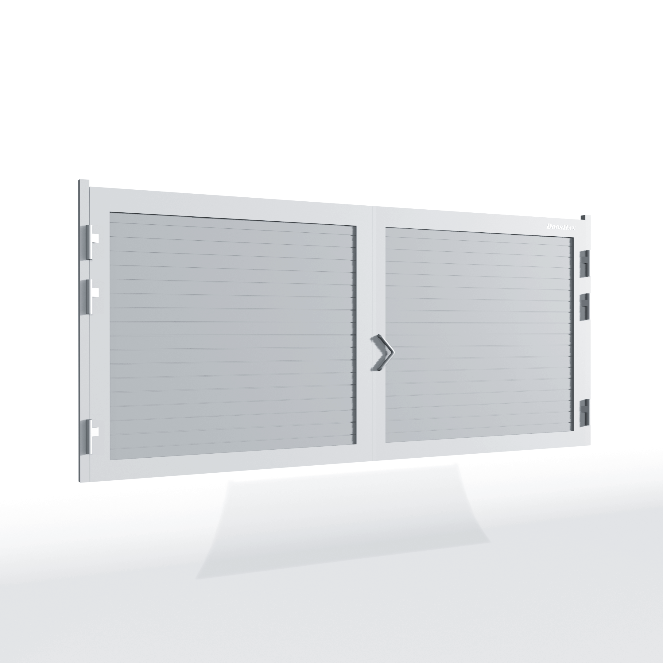 Распашные ворота DoorHan 2200х1600 цвета RAL 9006 (серебристый) с дизайном «доска» с автоматикой