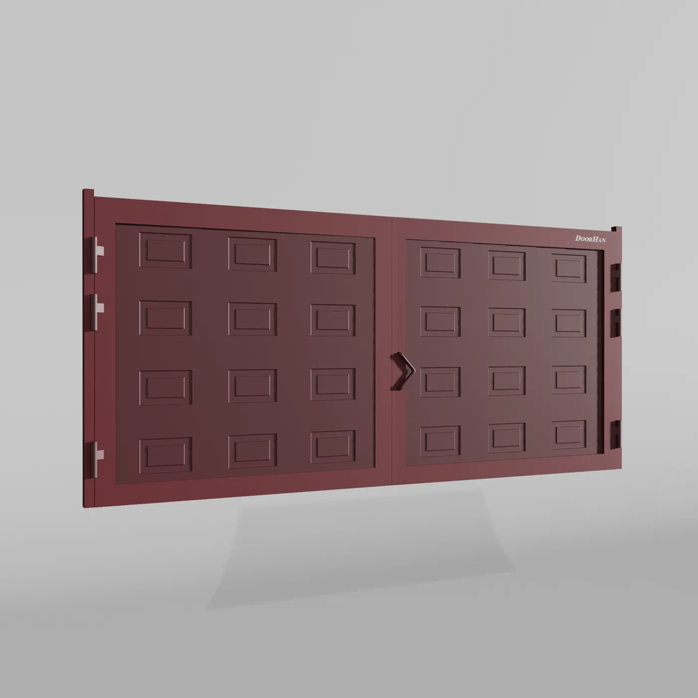 Распашные ворота DoorHan 2300х1100 цвета RAL 3005 (бордовый) с дизайном «филенка» с автоматикой