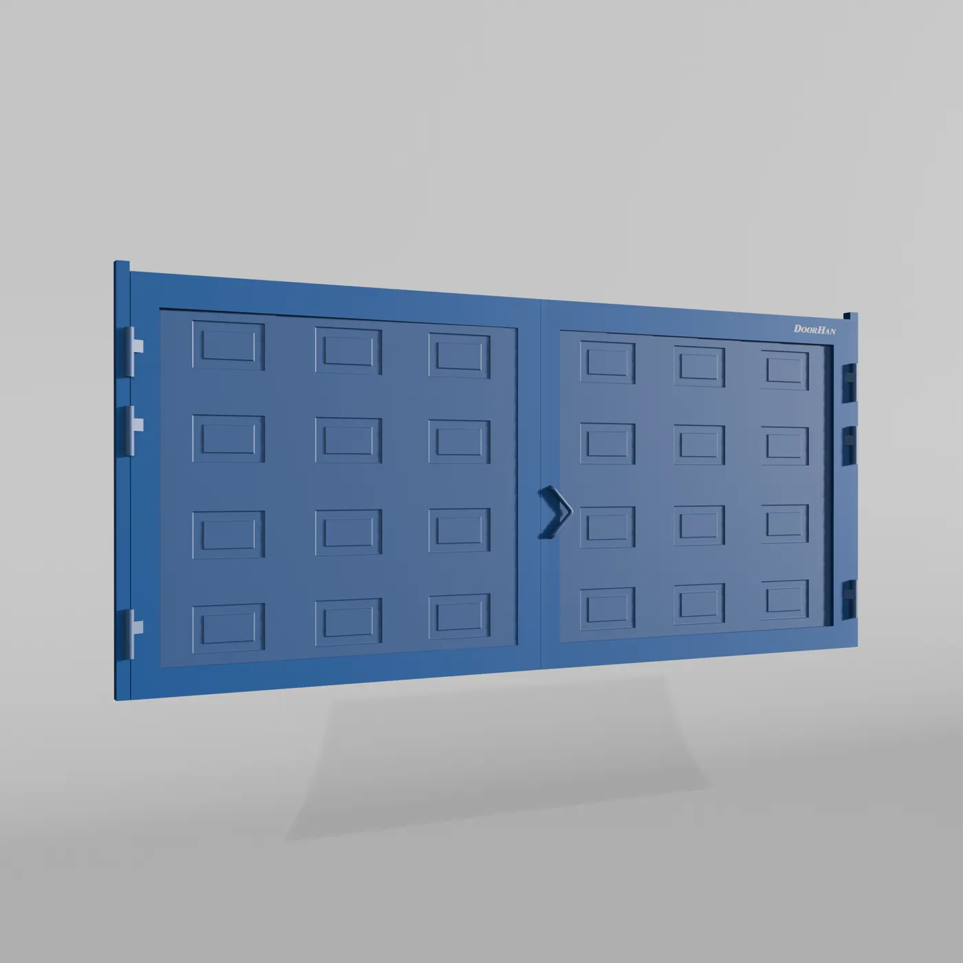 Распашные ворота DoorHan 4100х1900 цвета RAL 5005 (синий) с дизайном «филенка» без автоматики