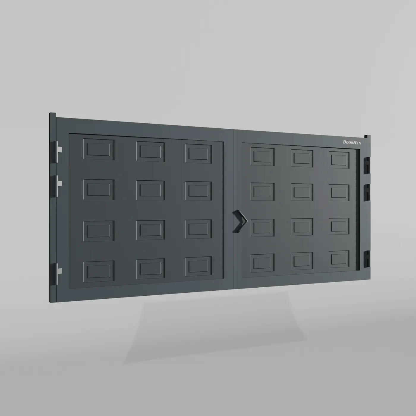 Распашные ворота DoorHan 2800х1200 цвета RAL 7016 (антрацит) с дизайном «филенка» с автоматикой