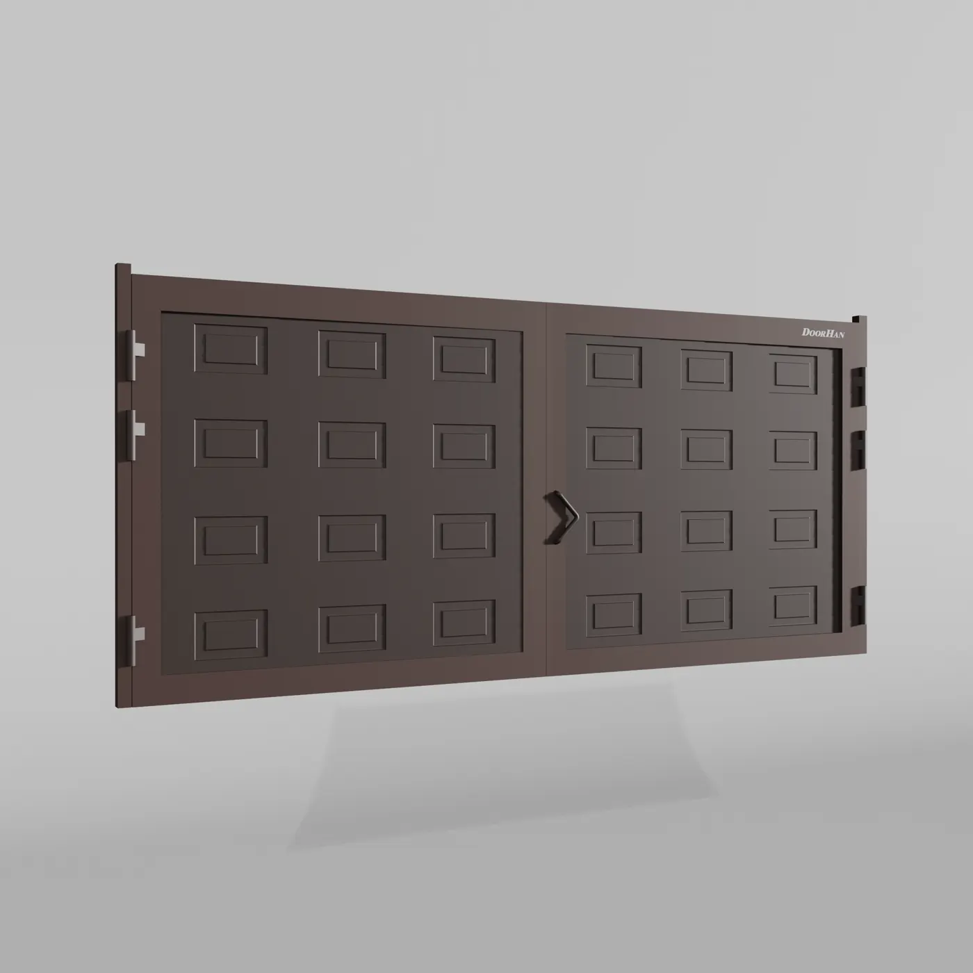Распашные ворота DoorHan 4100х1100 цвета RAL 8017 (коричнево-красный) с дизайном «филенка» с автоматикой